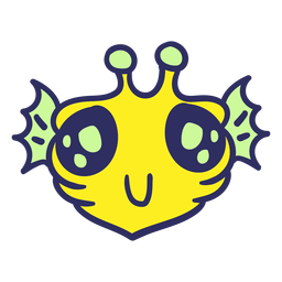 Traço de peixe amarelo com cabeça de alienígena Desenho PNG