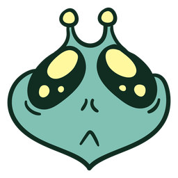Um desenho de um alienígena azul com uma cabeça verde e uma cabeça azul.