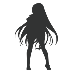 Silueta de pelo largo de chica anime Diseño PNG