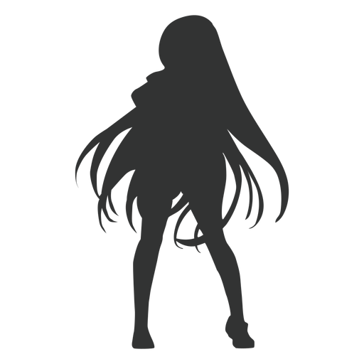 Anime girl long hair silhouette