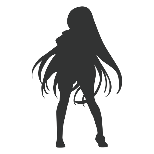 Anime Mädchen lange Haare Silhouette PNG-Design