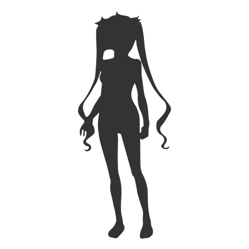 Anime Mädchen lange Stränge Silhouette PNG-Design