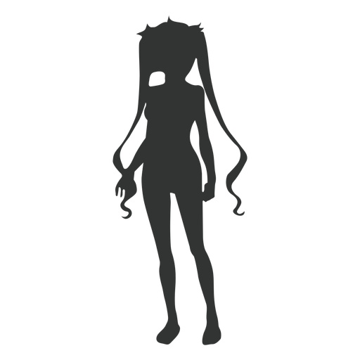 Silueta de hebras largas de chica anime Diseño PNG