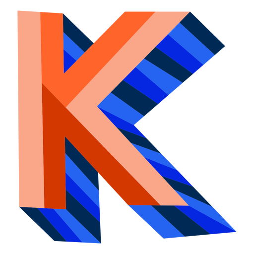Colorful 3d letter k PNG Design