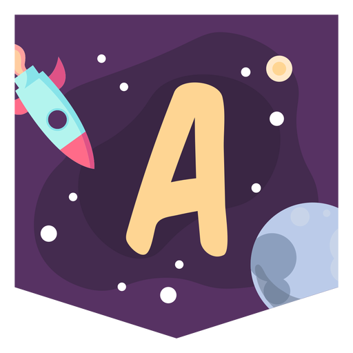 Colorful space letter a flat