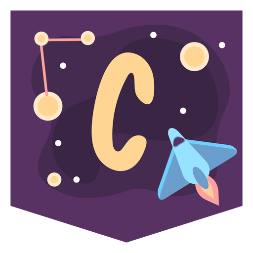 Colorful space letter c flat