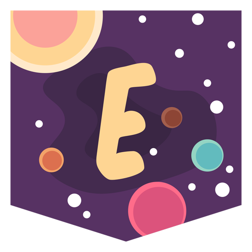 Colorful space letter e flat