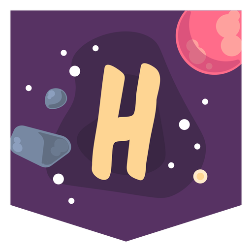Colorful space letter h flat