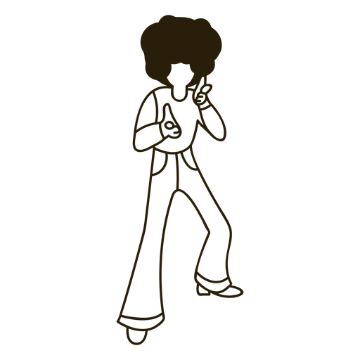 Disco afro move 70s stroke Diseño PNG