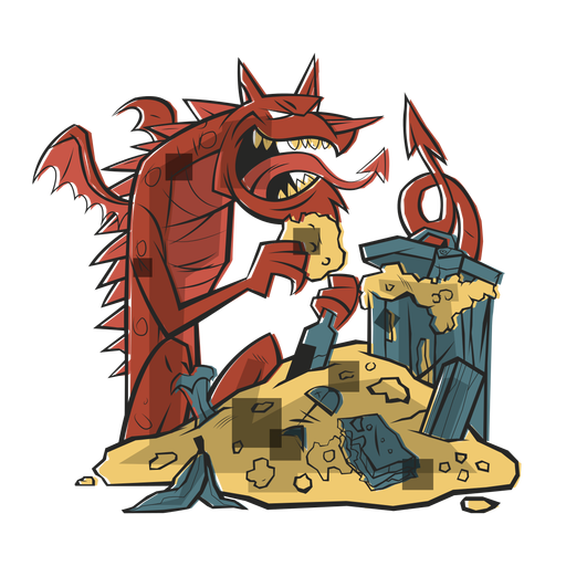 Dragon trash illustration PNG Design