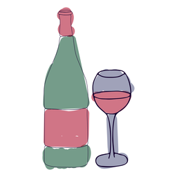 Trazo colorido de vino tinto francés Diseño PNG