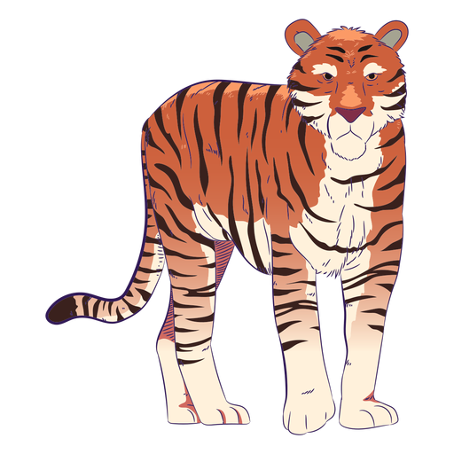 Animal selvagem tigre desenhado ? m?o colorido