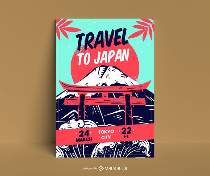 Plantilla de cartel de viaje a japón Plantilla de cartel de viaje a japón