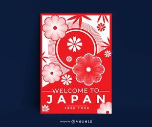 Plantilla de cartel de flor de cerezo de japón