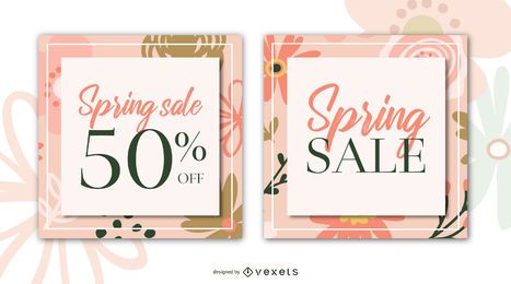 Primavera venda flores banner conjunto Primavera venda flores banner conjunto