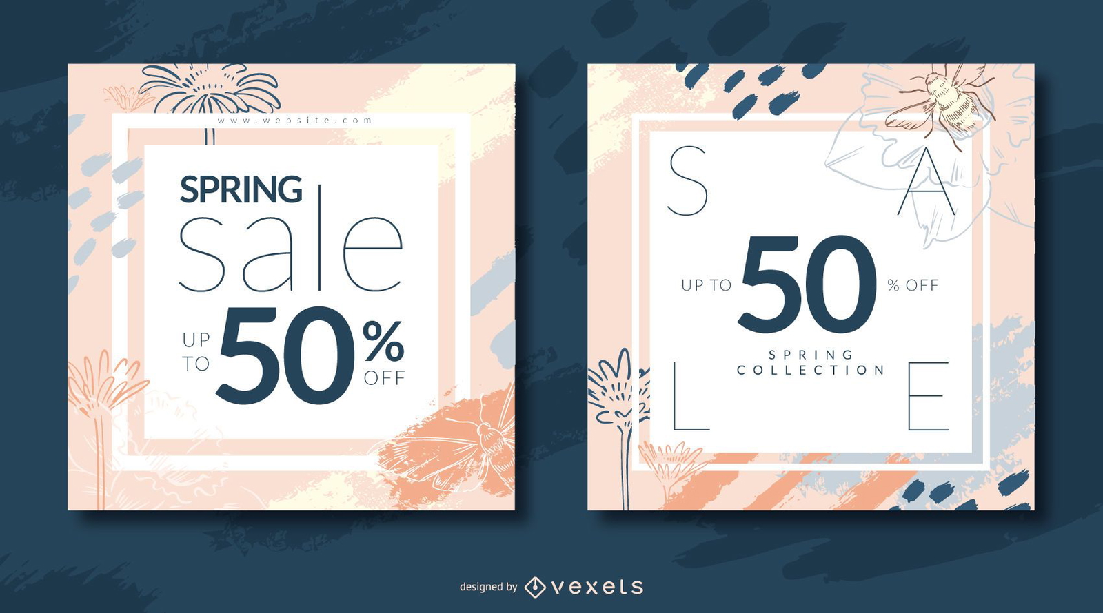 Spring sale abstract banner set