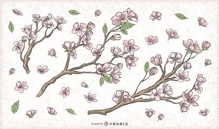 Diseños de rama de árbol de flor de cerezo