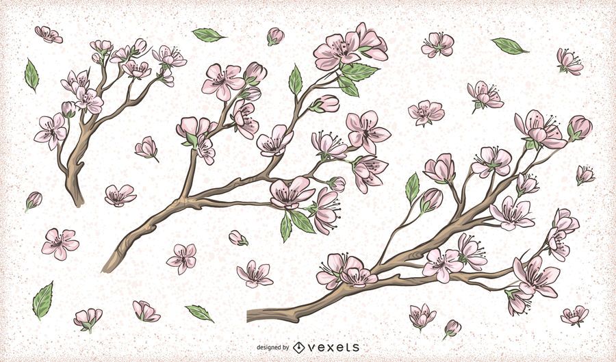 Projetos de galho de árvore de flor de cerejeira Projetos de galho de árvore de flor de cerejeira