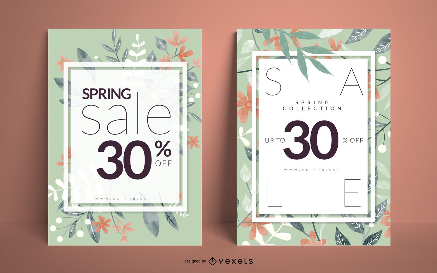 Spring sale floral poster set