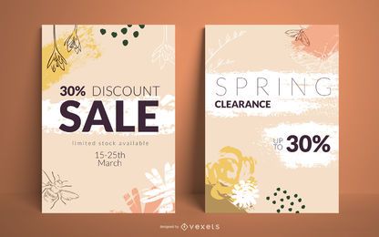 Conjunto de carteles de venta de primavera