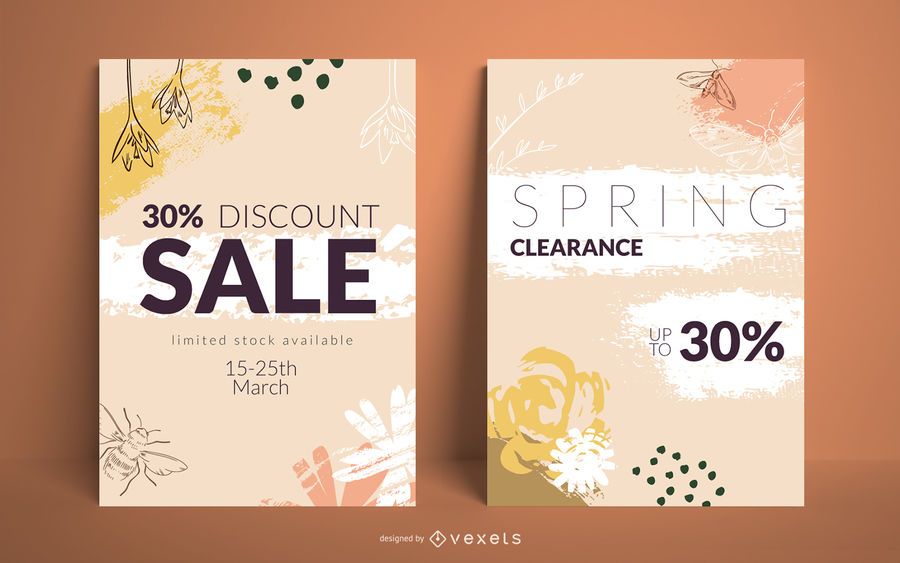 Spring sale posters set Spring sale posters set