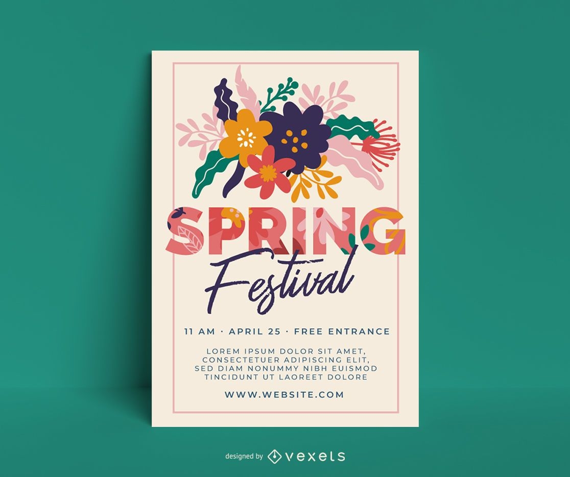 Plantilla de cartel de festival de primavera