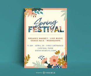 Modelo de cartaz floral festival da primavera Modelo de cartaz floral festival da primavera
