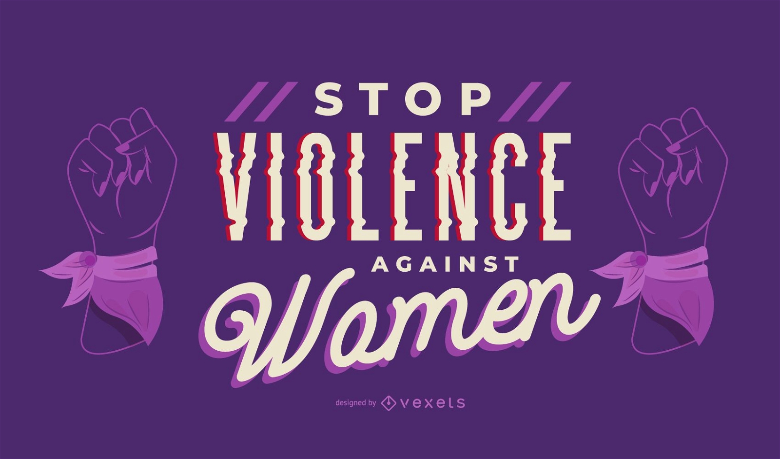 Stoppen Sie die Gewalt Schriftzug zum Frauentag