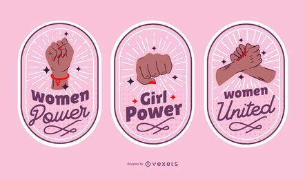Conjunto de insignias del día de la mujer.
