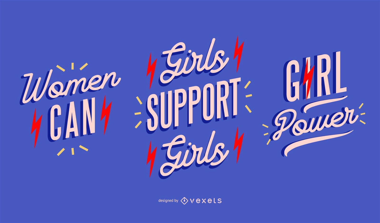 Empowering women's day lettering set