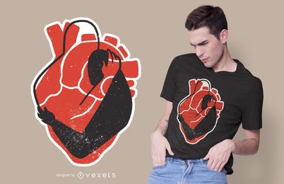 Projeto do t-shirt do abraço do coração Projeto do t-shirt do abraço do coração