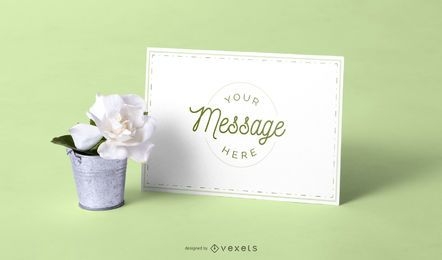 Card and flower mockup
