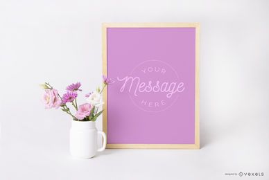 Framed poster floral mockup design Framed poster floral mockup design