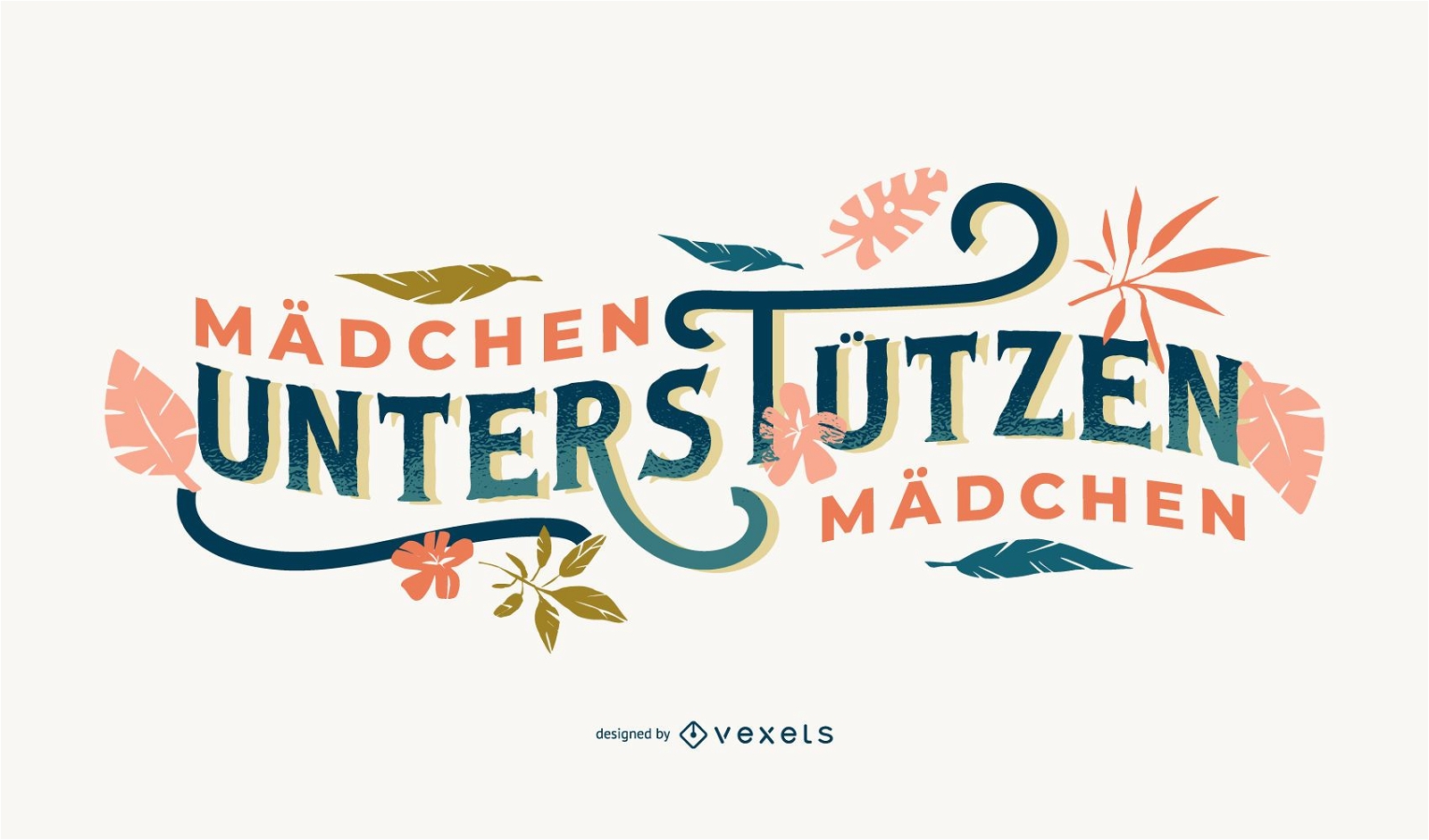 Las niñas apoyan el diseño de letras alemanas de las niñas