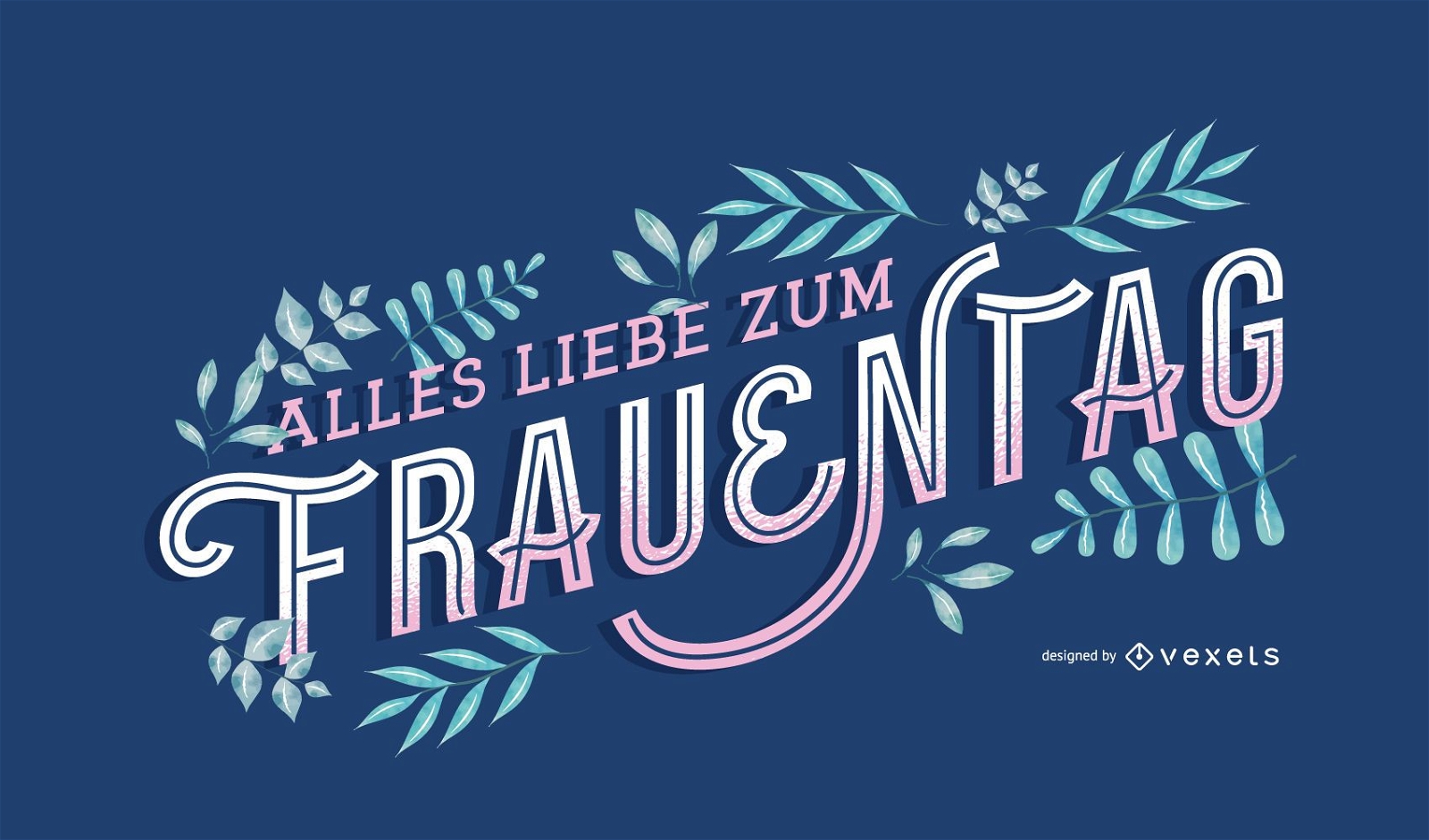 Design de letras alemãs da natureza do dia da mulher