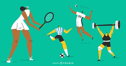 Conjunto de caracteres de personas deportivas