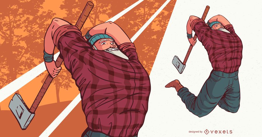 Ilustração de personagem de pessoas pulando lenhador Ilustração de personagem de pessoas pulando lenhador