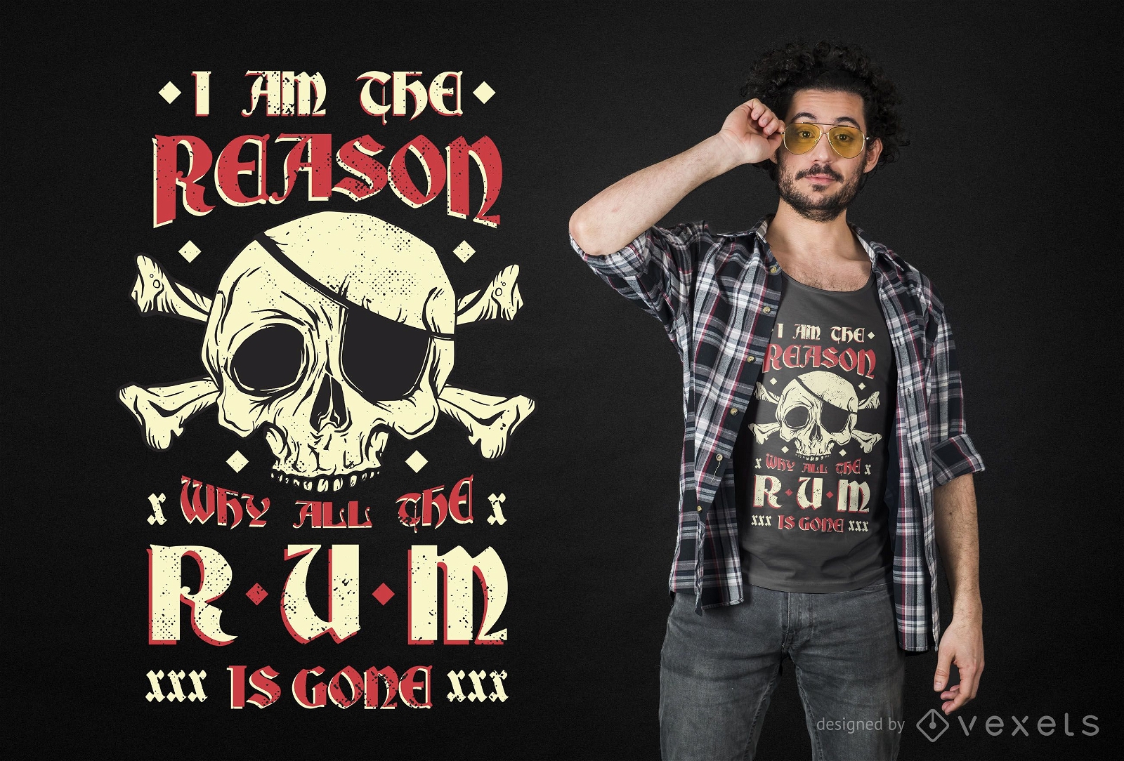 Design de camiseta pirata rum