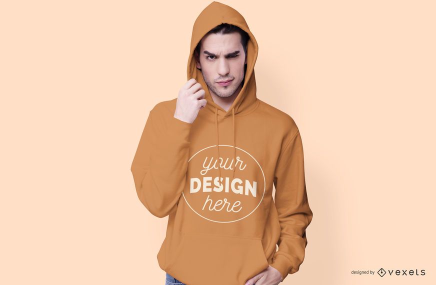 Maqueta de sudadera con capucha modelo masculino Maqueta de sudadera con capucha modelo masculino