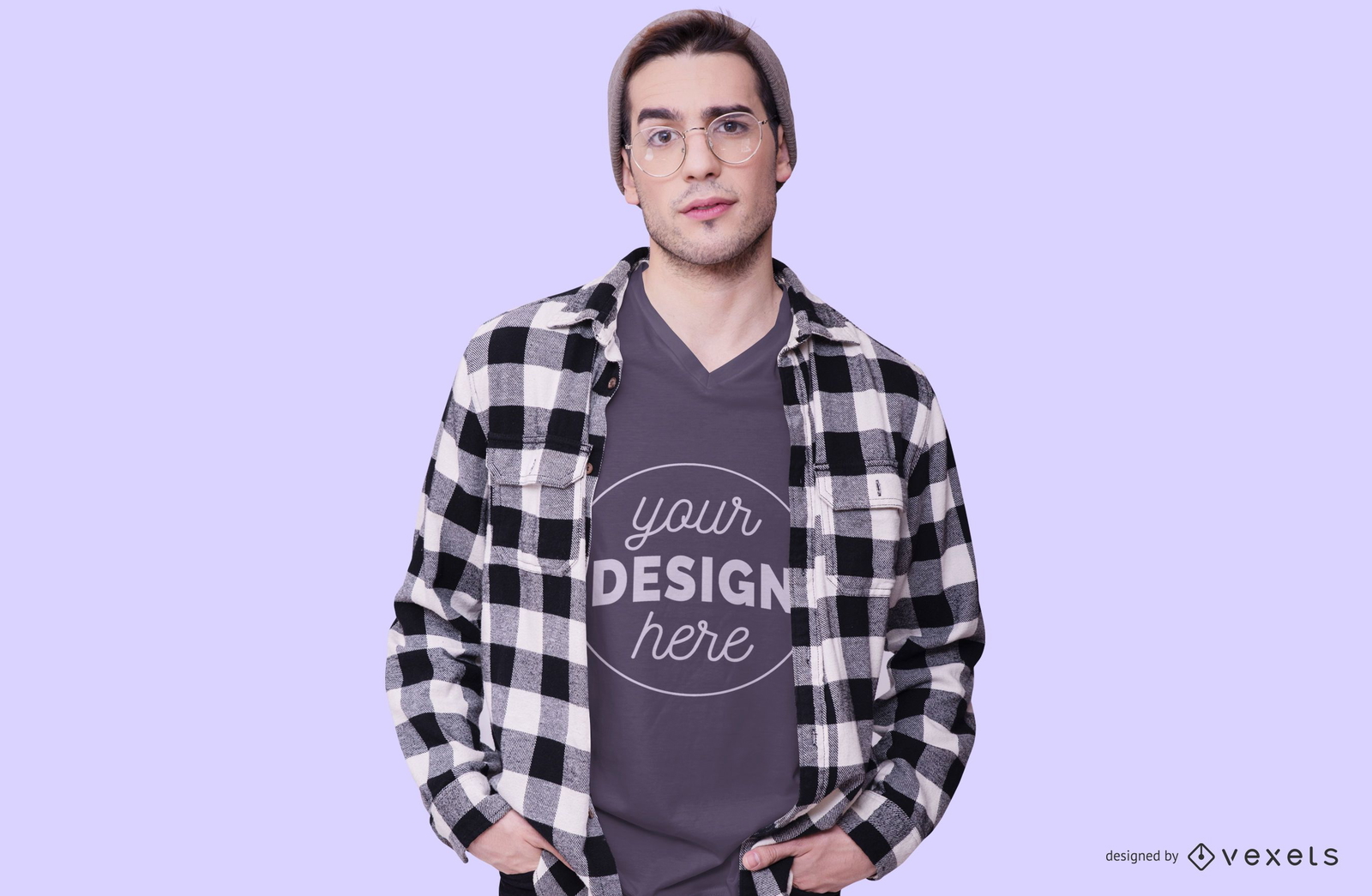 Boy Wearing Glasses T-shirt Mockup