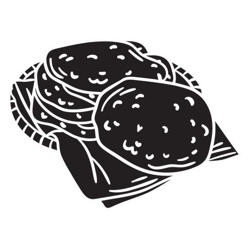 Israelisches Essen Fladenbrot schwarz PNG-Design