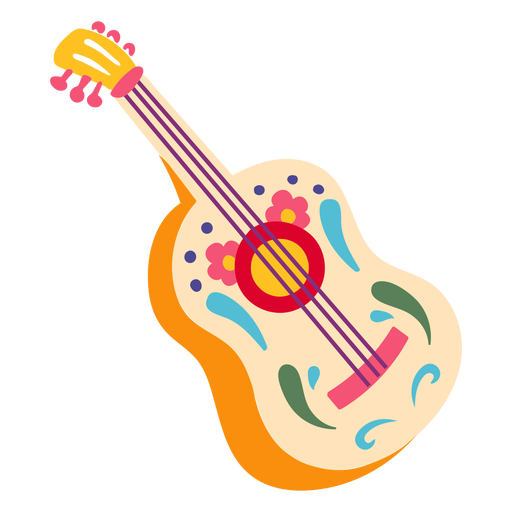Mexican guitar acoustic decorative illustration