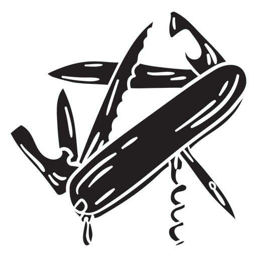 Swiss army knife utility black PNG Design