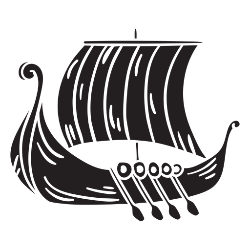 Barco vikingo antiguo negro Diseño PNG