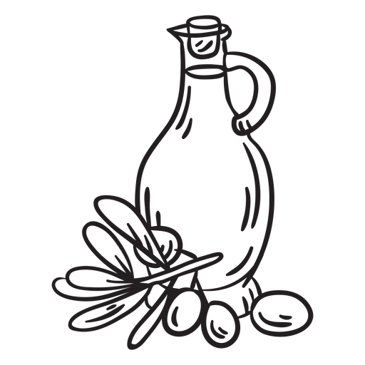 Botella de trazo de aceite de oliva Diseño PNG