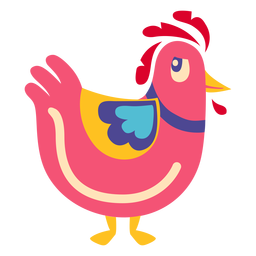 Clipart colorido de desenho de frango com ovo