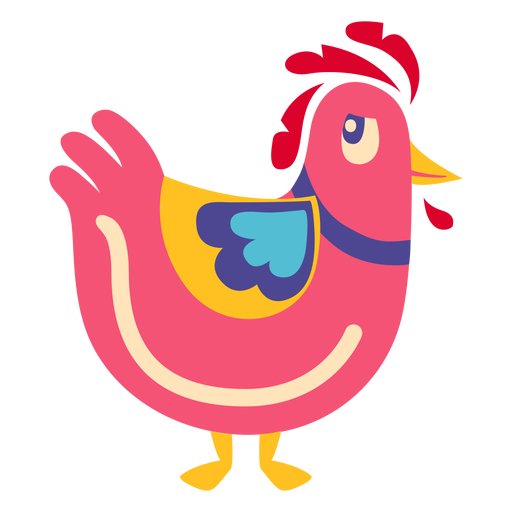 Pollo animal colorido plano Diseño PNG