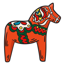 Ilustración de estatua tradicional de caballo Dala Diseño PNG