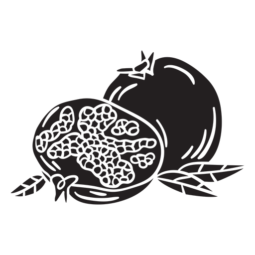 Fruta granada saludable negro Diseño PNG
