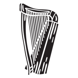 Harp celtic instrument music black PNG Design